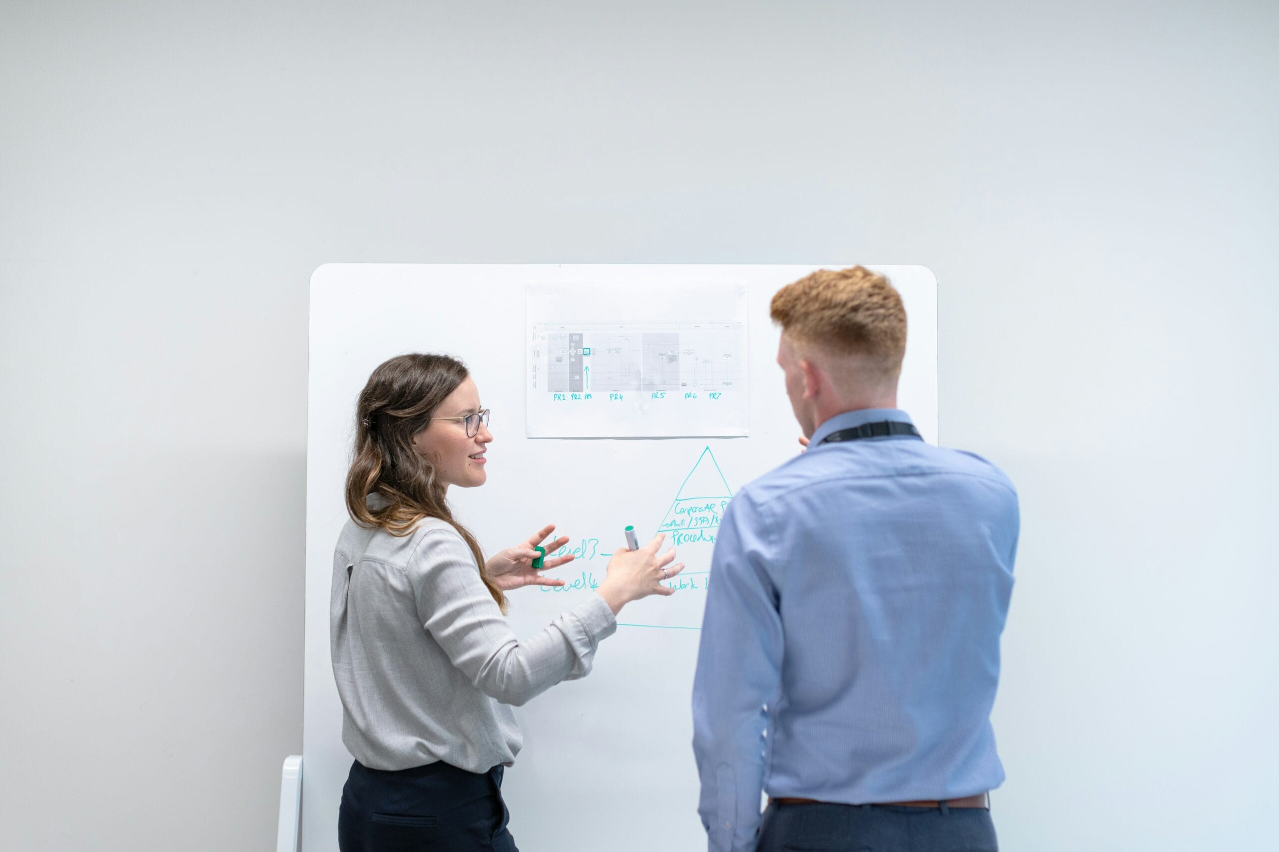 Two people at board