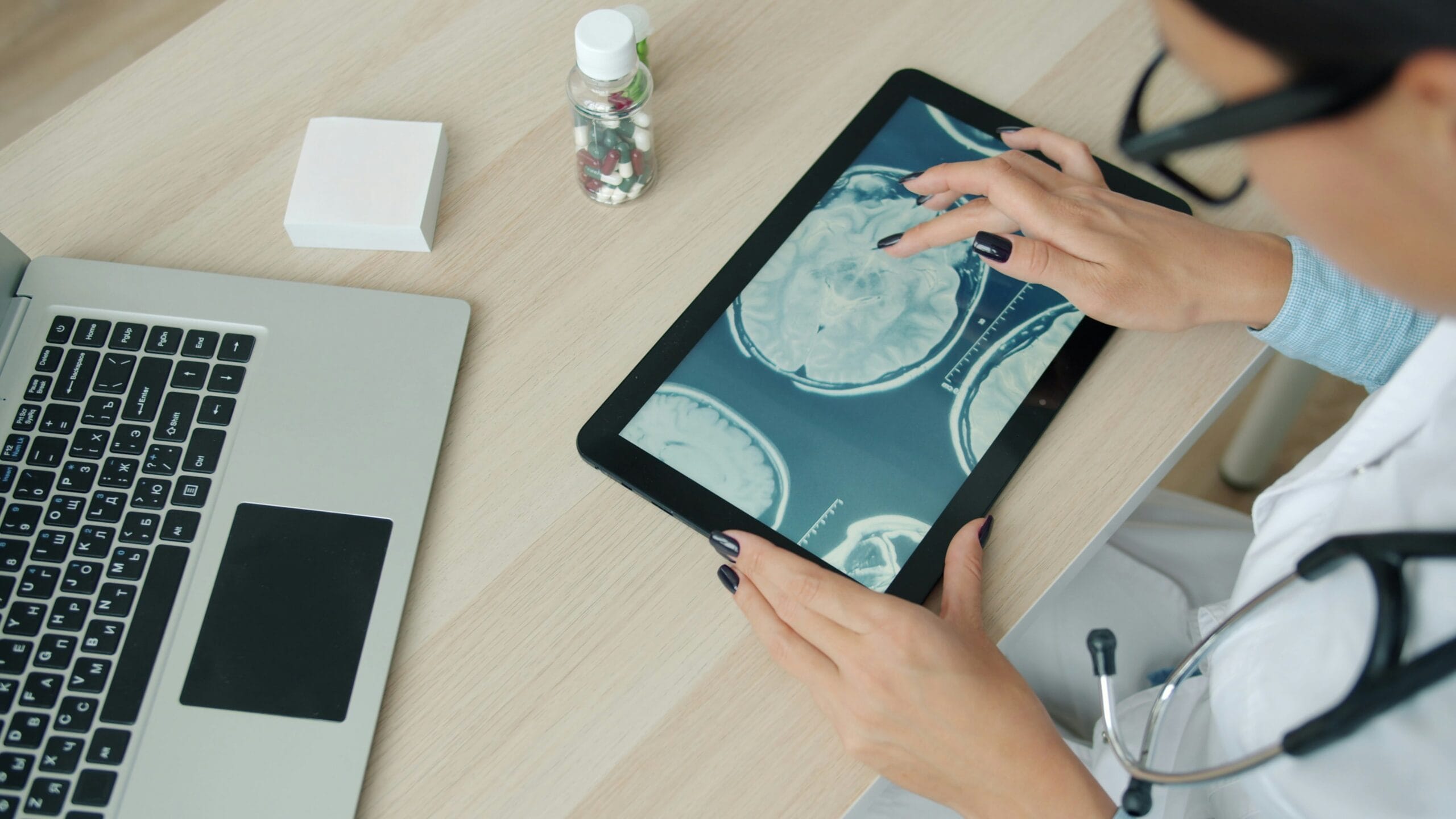 Doctor using tablet