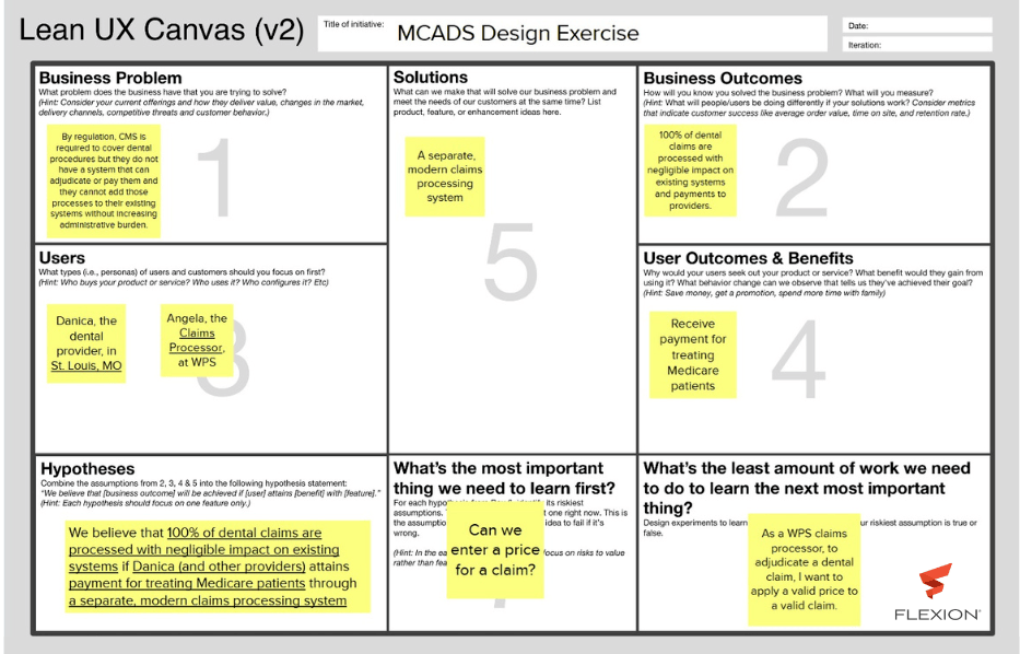 Flexion’s Lean UX Canvas