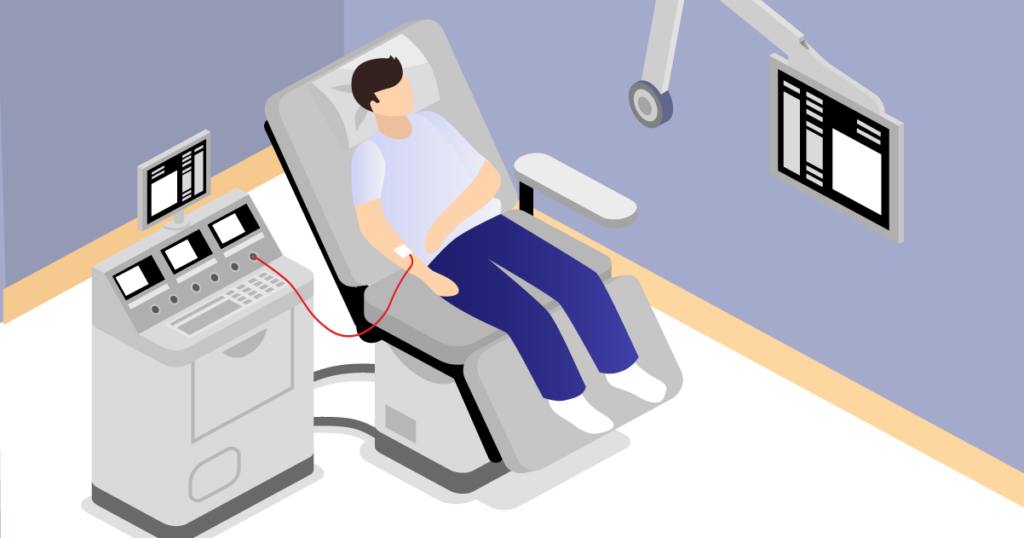 Patient receives dialysis