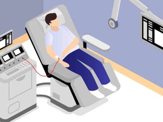 Patient receives dialysis